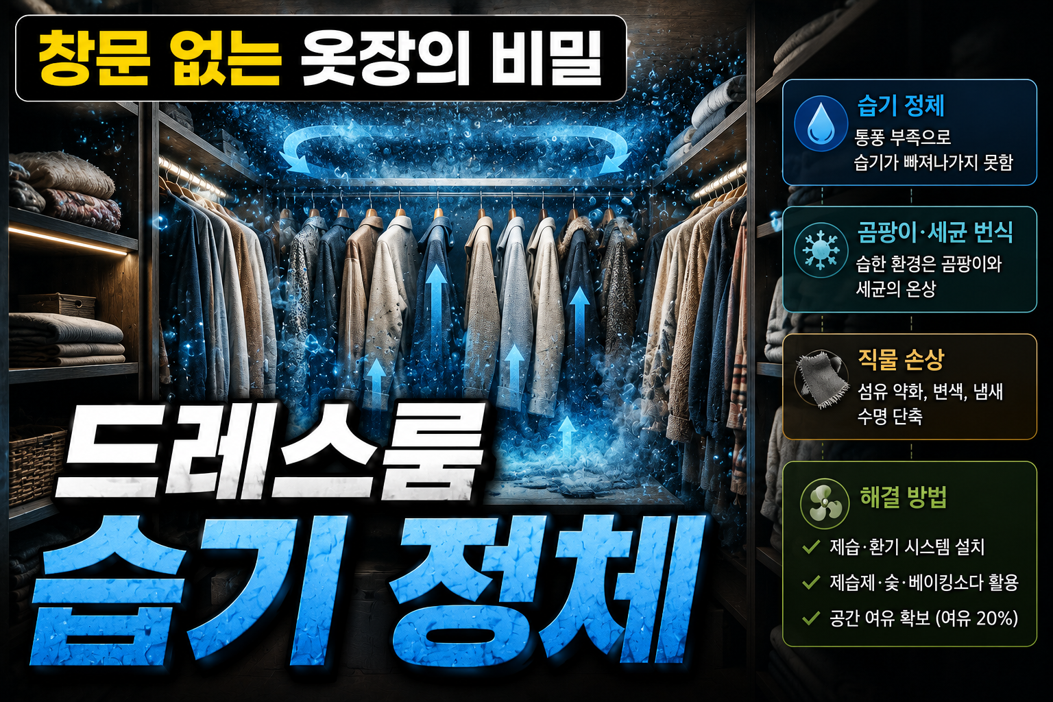 드레스룸 밀폐 공간의 습기 정체와 의류 직물 손상의 상관관계 분석