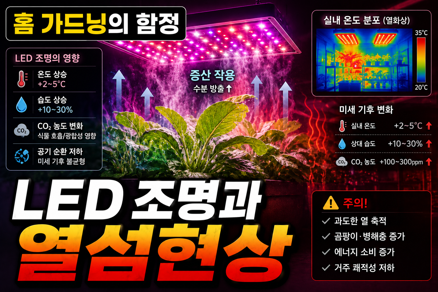 식물 재배용 LED 조명이 실내 미세 기후(온·습도)에 미치는 부수적 영향