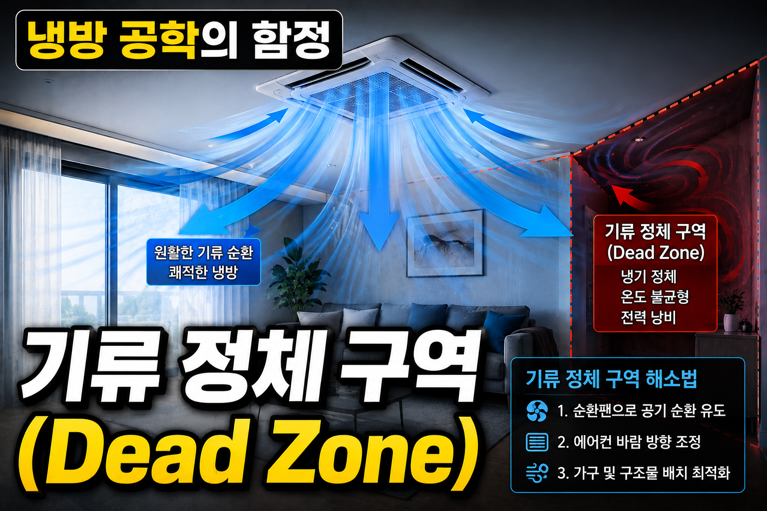 시스템 에어컨 가동 시 발생하는 기류 정체 구역(Dead Zone) 해소법